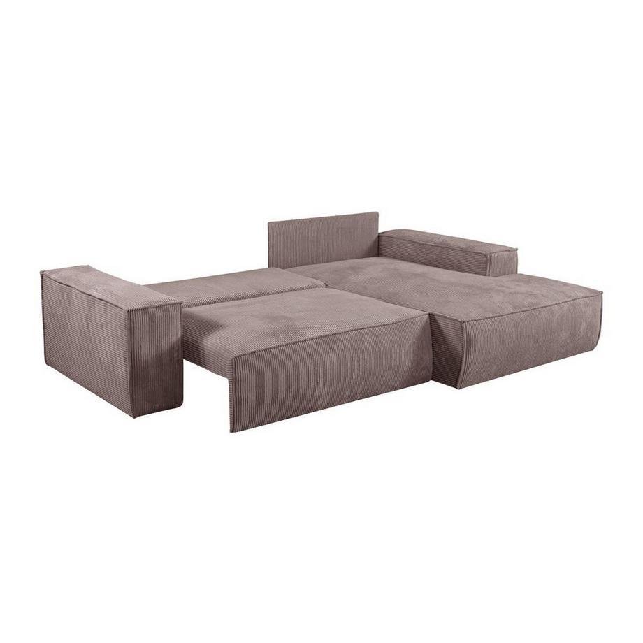 Vente-unique Ecksofa mit Schlaffunktion Kord Ecke Rechts Rosa AMELIA von PASCAL MORABITO  