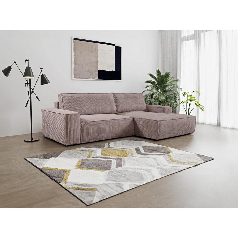 Vente-unique Ecksofa mit Schlaffunktion Kord Ecke Rechts Rosa AMELIA von PASCAL MORABITO  