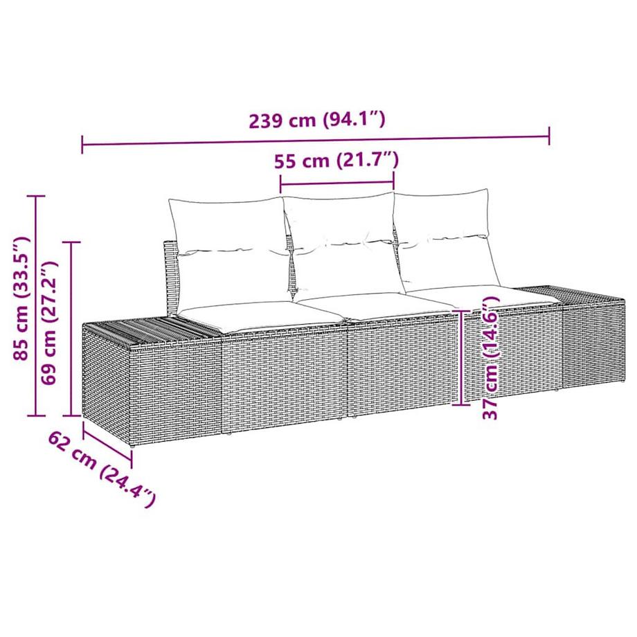 VidaXL Set di divani da esterno Polyrattan  