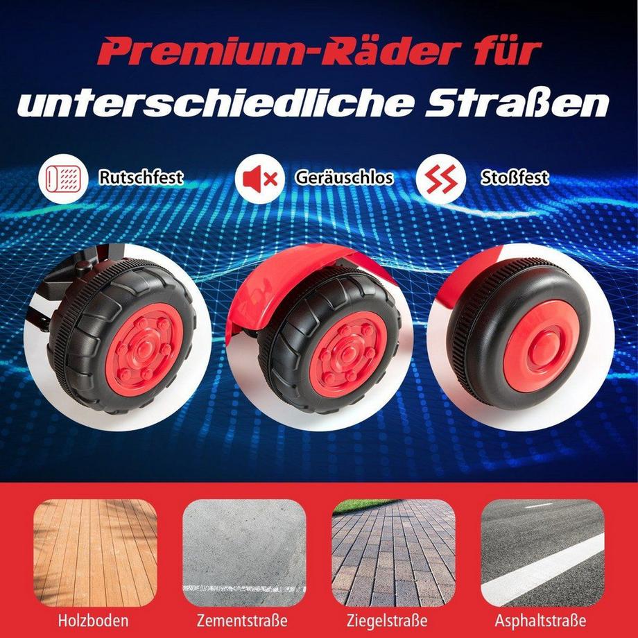 B2X  Tracteur électrique pour enfants 2 en 1 avec remorque et amp; Voiture jouet électrique télécommandée-rouge 