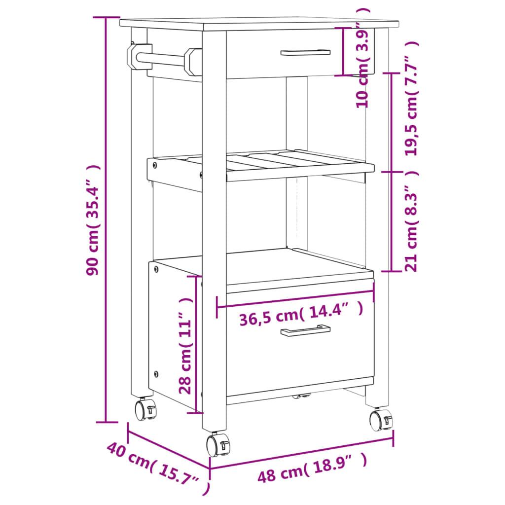 VidaXL Chariot de cuisine bois de pin  