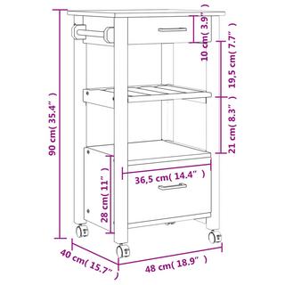 VidaXL carrello da cucina Legno di pino  