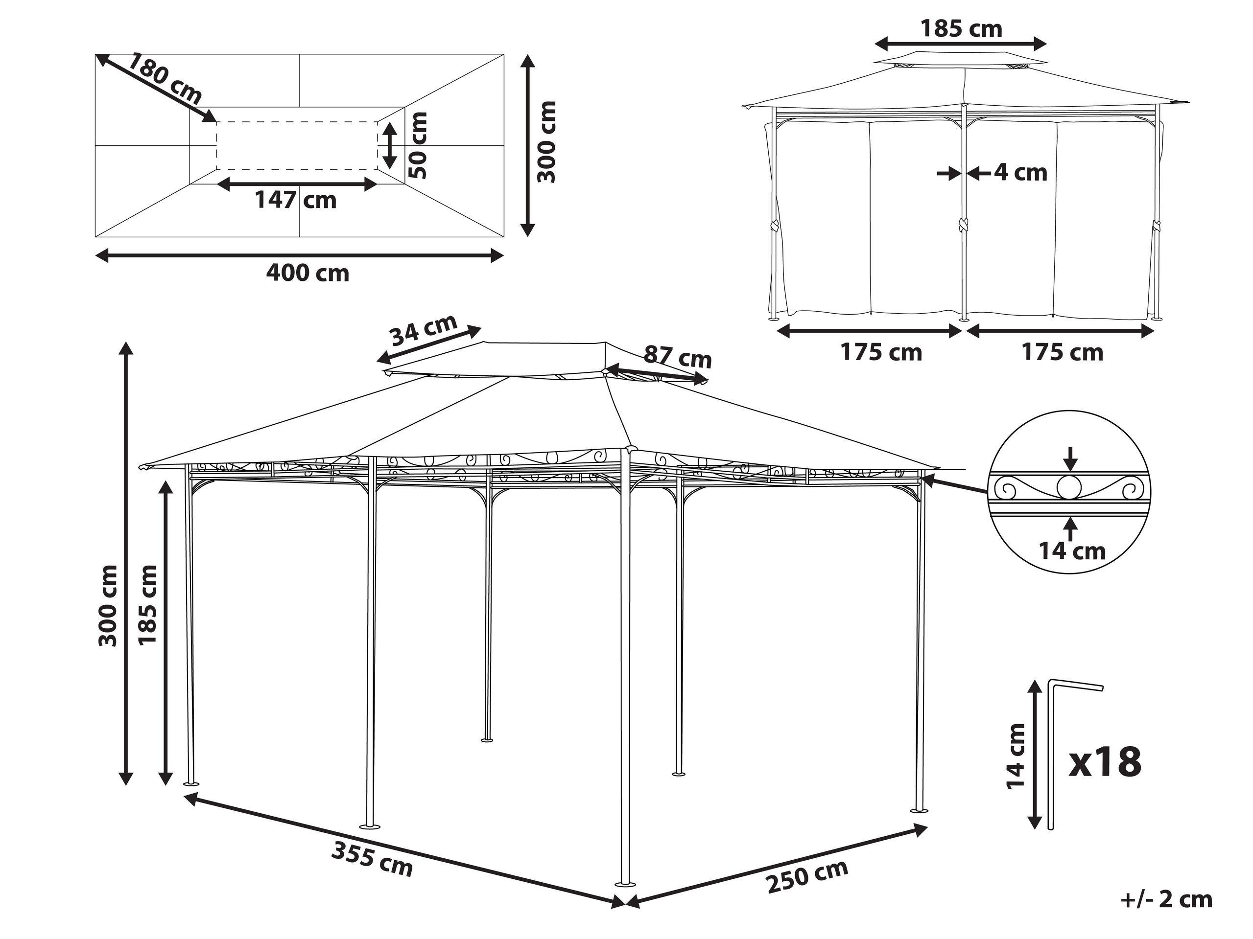 Beliani Tonnelle de jardin en Acier Moderne COLOS  