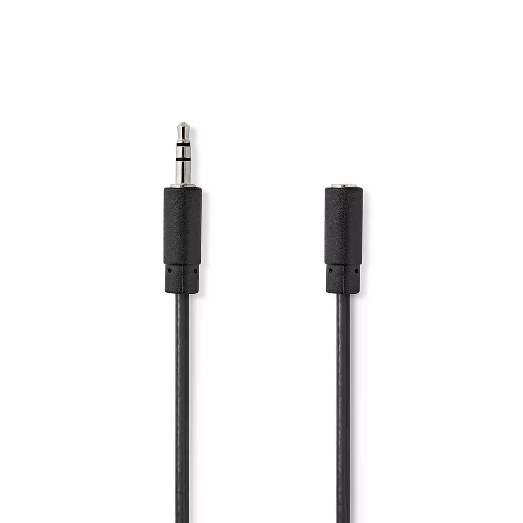 Nedis – Stereo-Audiokabel | 3,5 mm Hane Hona Nickelplaterad 2,00 m Rund Svart Etikett, One Size
