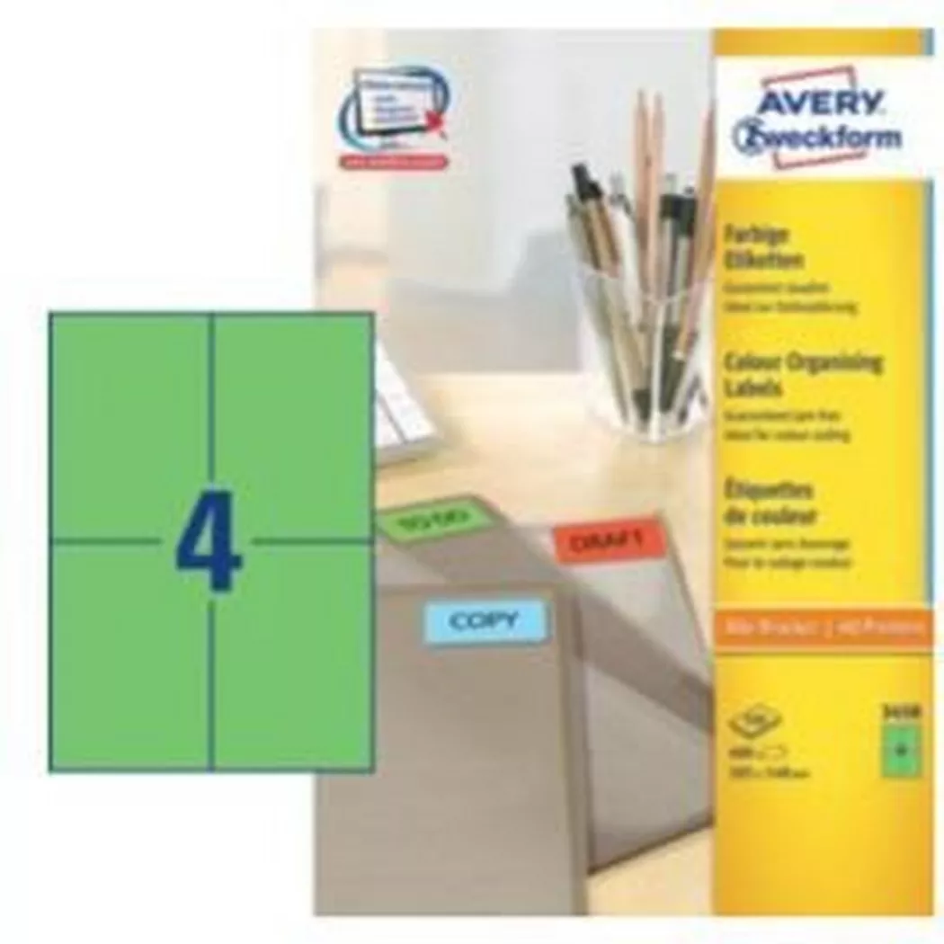 Avery-Zweckform – AVERY ZWECKFORM Etiketten 105x148mm, 100Bl. 4St., One Size, Grün