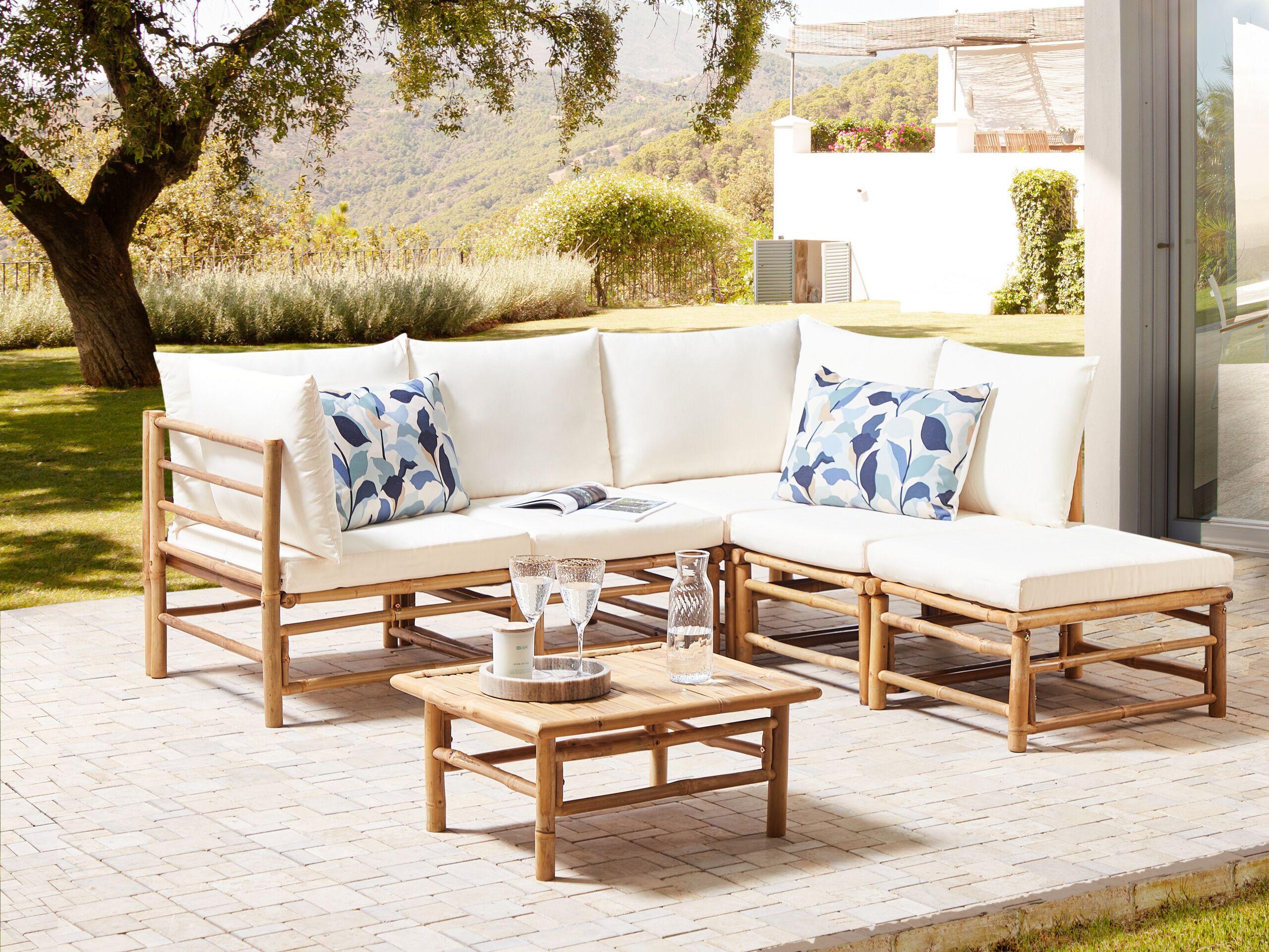 Beliani Divano angolare en Legno di bambù Boho CERRETO  