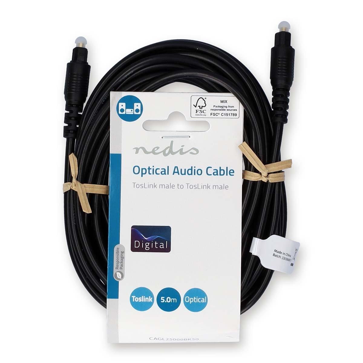 Nedis  Câble audio optique | TosLink mâle | TosLink mâle | 5.00 m | Rond | PVC | Noir | Label 