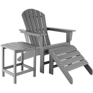 Tectake Chaise de jardin avec repose-pieds et table  