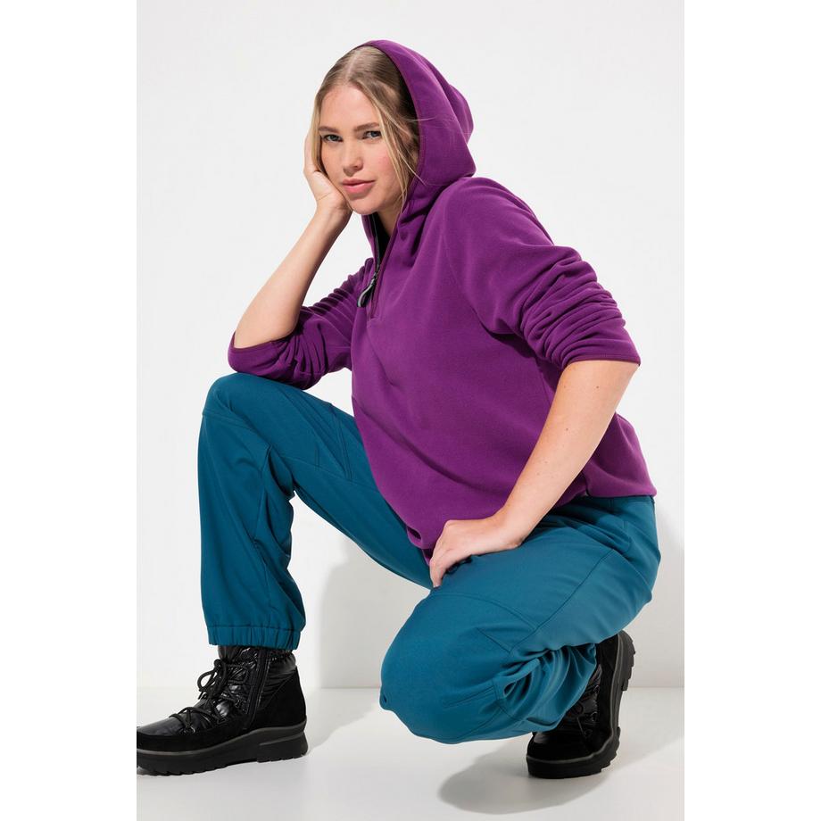 Ulla Popken Fleece Troyer Kurz Oversized Kapuze Langarm Recycelt  