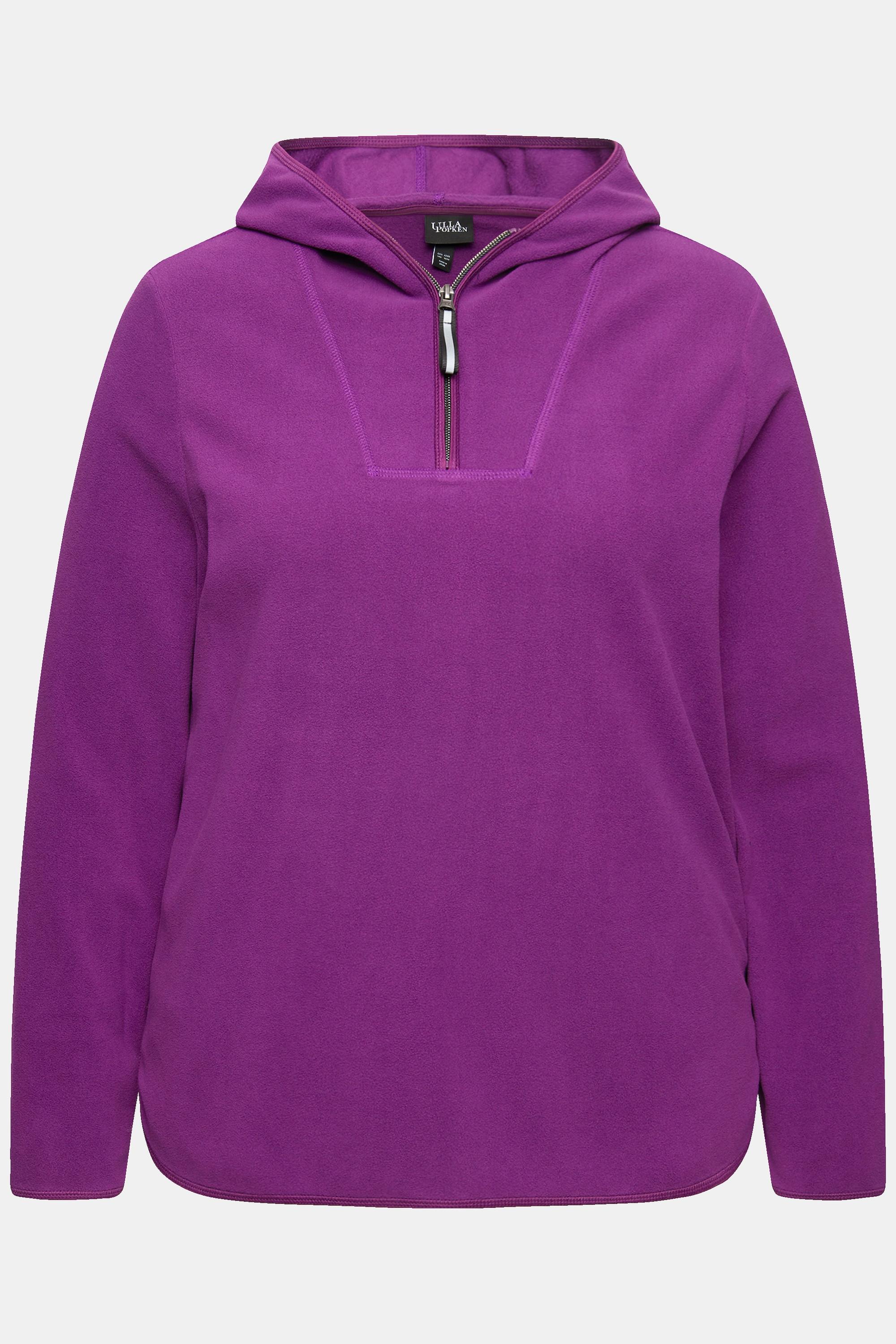 Ulla Popken  Fleece-Troyer, kurz, Oversized, Kapuze, Langarm, recycelt 