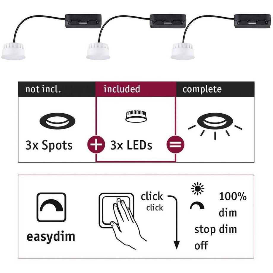 Paulmann Lampada LED da incasso 1 KIT  