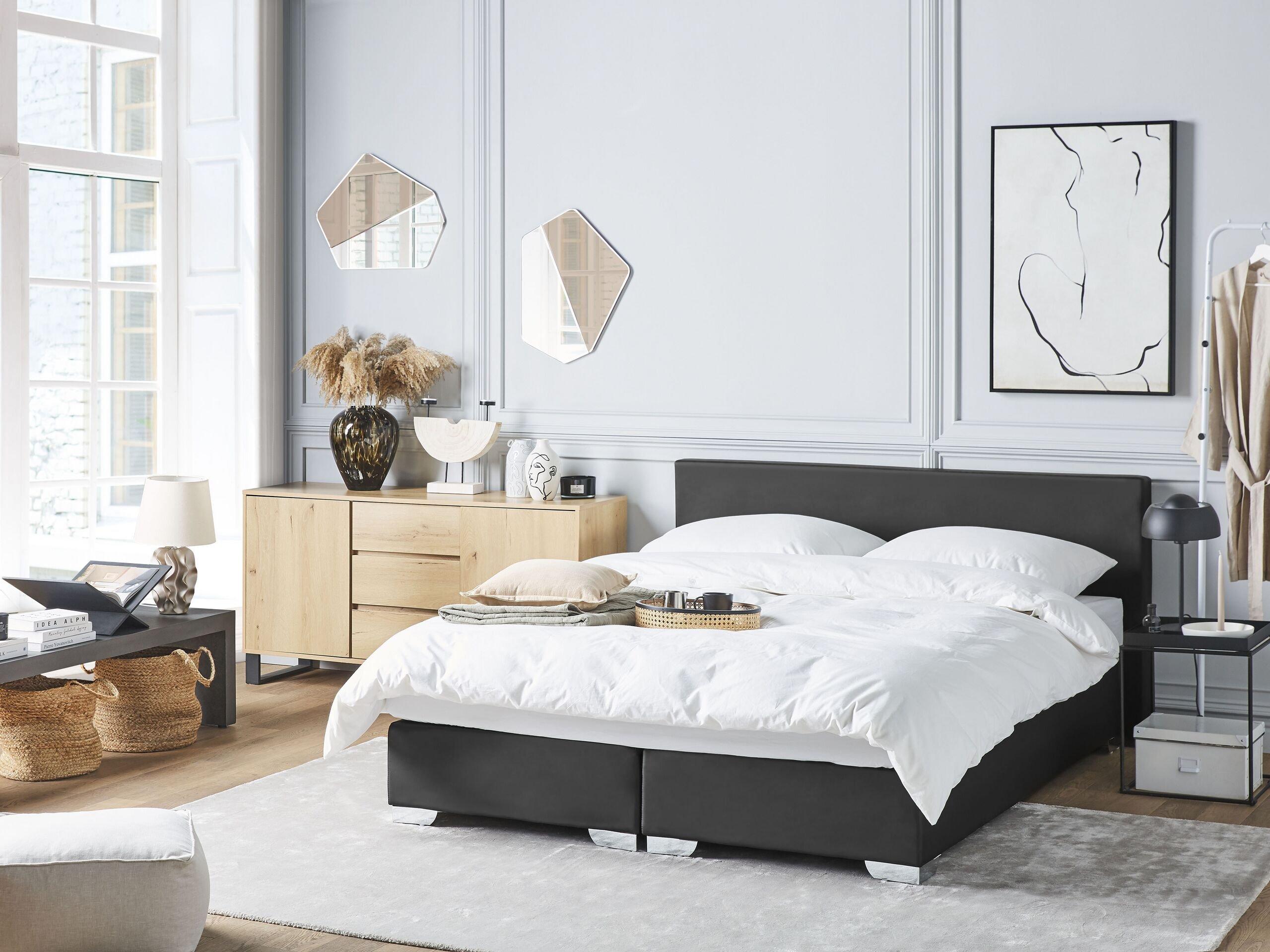 Beliani Lit Boxspring en Cuir PU Moderne PRESIDENT  