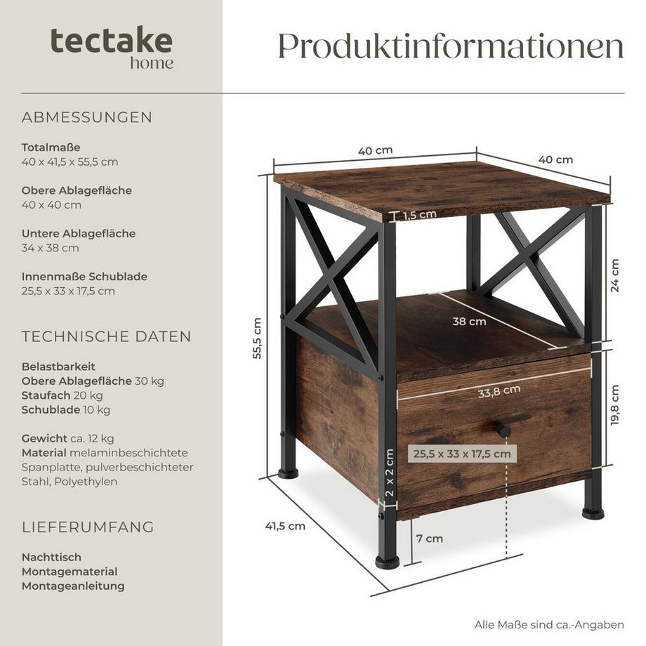Tectake Nachttisch Falkirk  