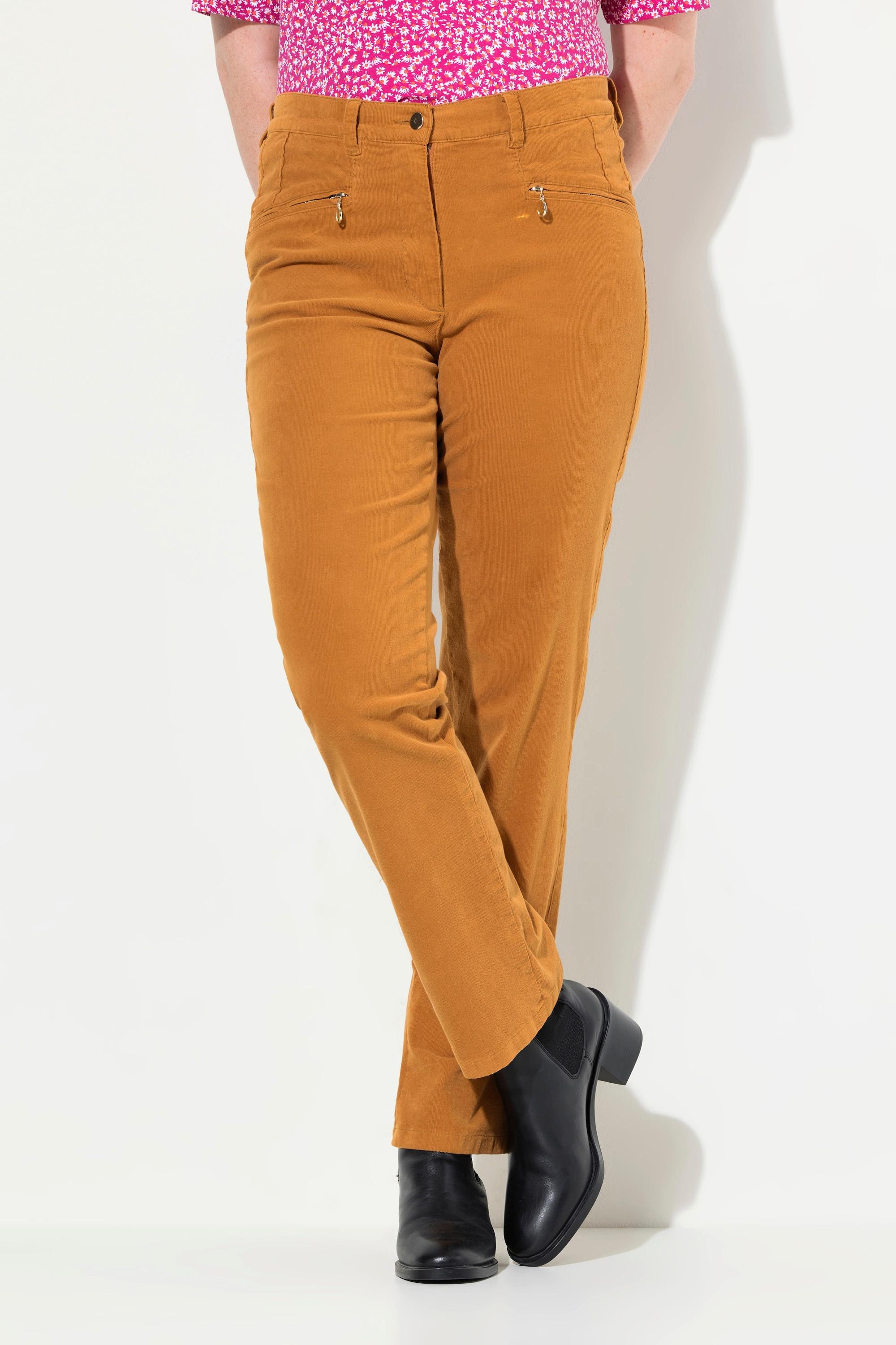 Ulla Popken  Pantalon en velours côtelé Mony, taille confortable, poches zippées 