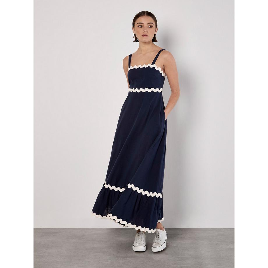 Robe midi en coton avec bordure en ric rac