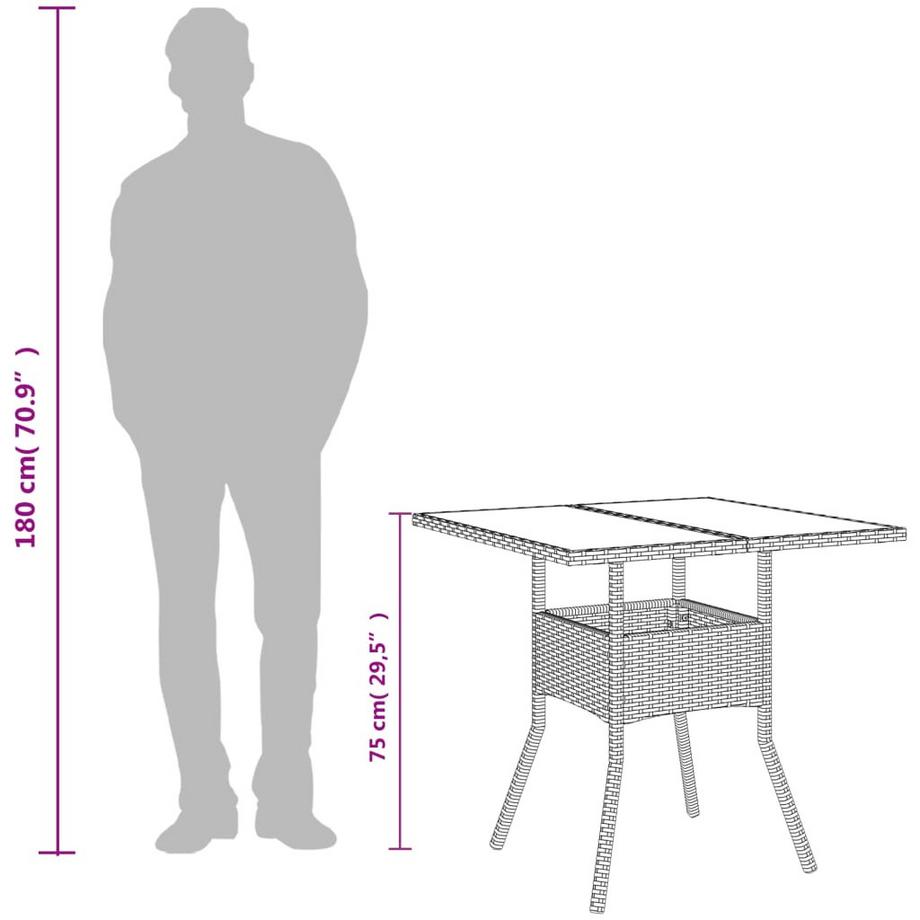 VidaXL Table de jardin rotin synthétique  
