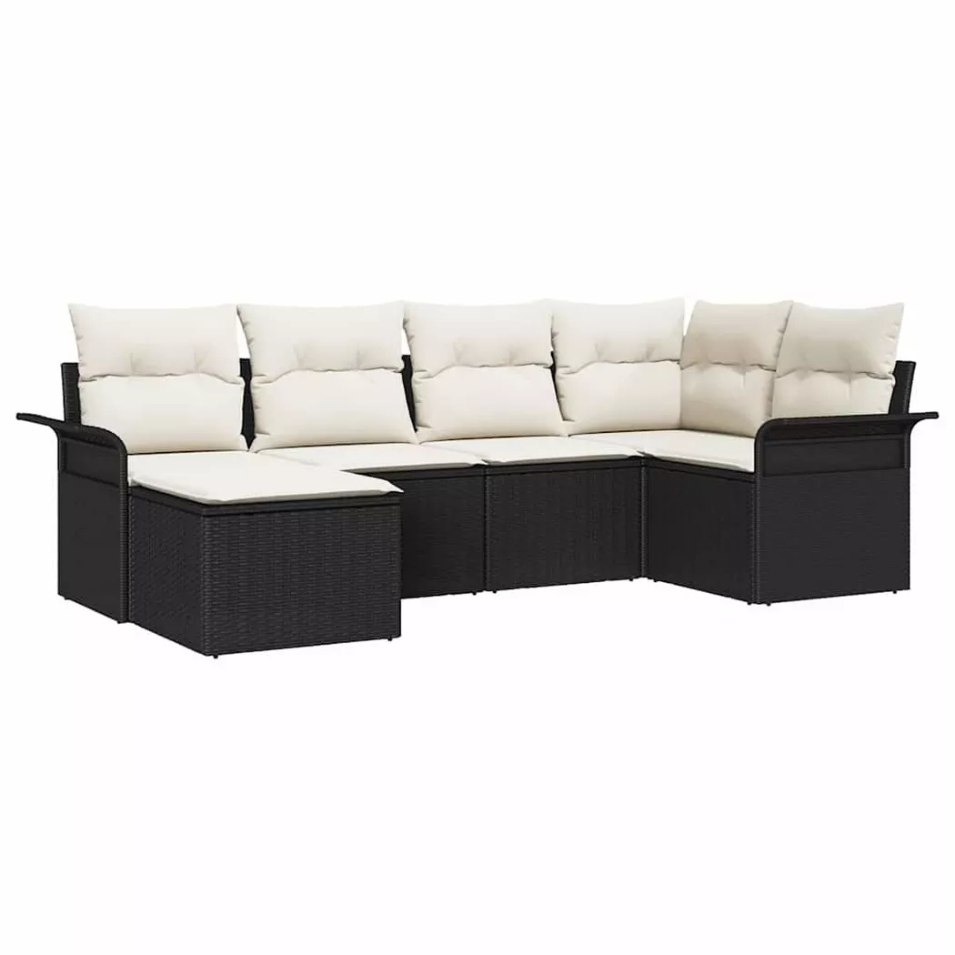 vidaXL Gartensofa-set 6 stk. Schwarz Poly-Rattan