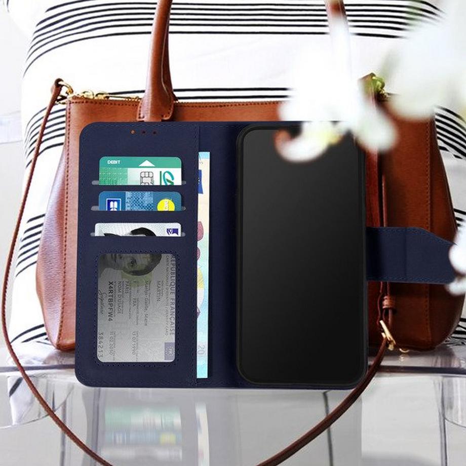 Avizar  Étui IPhone 13 pro Max Cuir Premium Bleu Nuit 