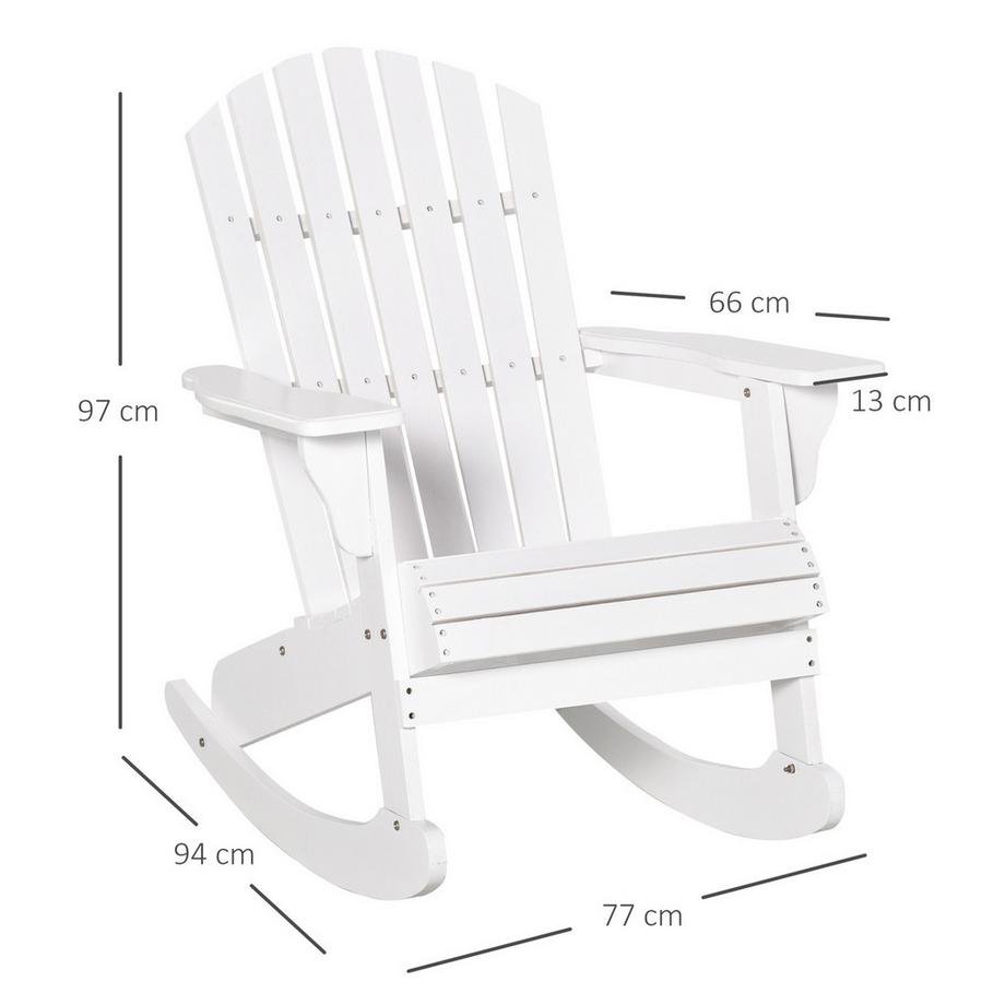 Northio Adirondack Gartenstuhl Schaukelstuhl Schaukelsessel Gartensessel Gartenmöbel Balkonstuhl Weiß 77 X 94 X 97 Cm  