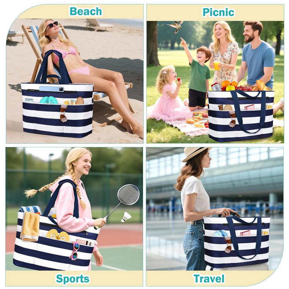 Only-bags.store Extra grosse Strandtasche mit Reissverschluss  