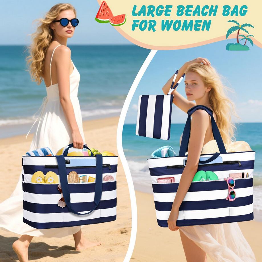 Only-bags.store Extra grosse Strandtasche mit Reissverschluss  