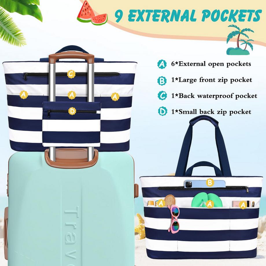 Only-bags.store Extra grosse Strandtasche mit Reissverschluss  