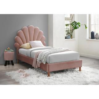 Vente-unique Bett Muschelbett Samt Rosa MOANA  