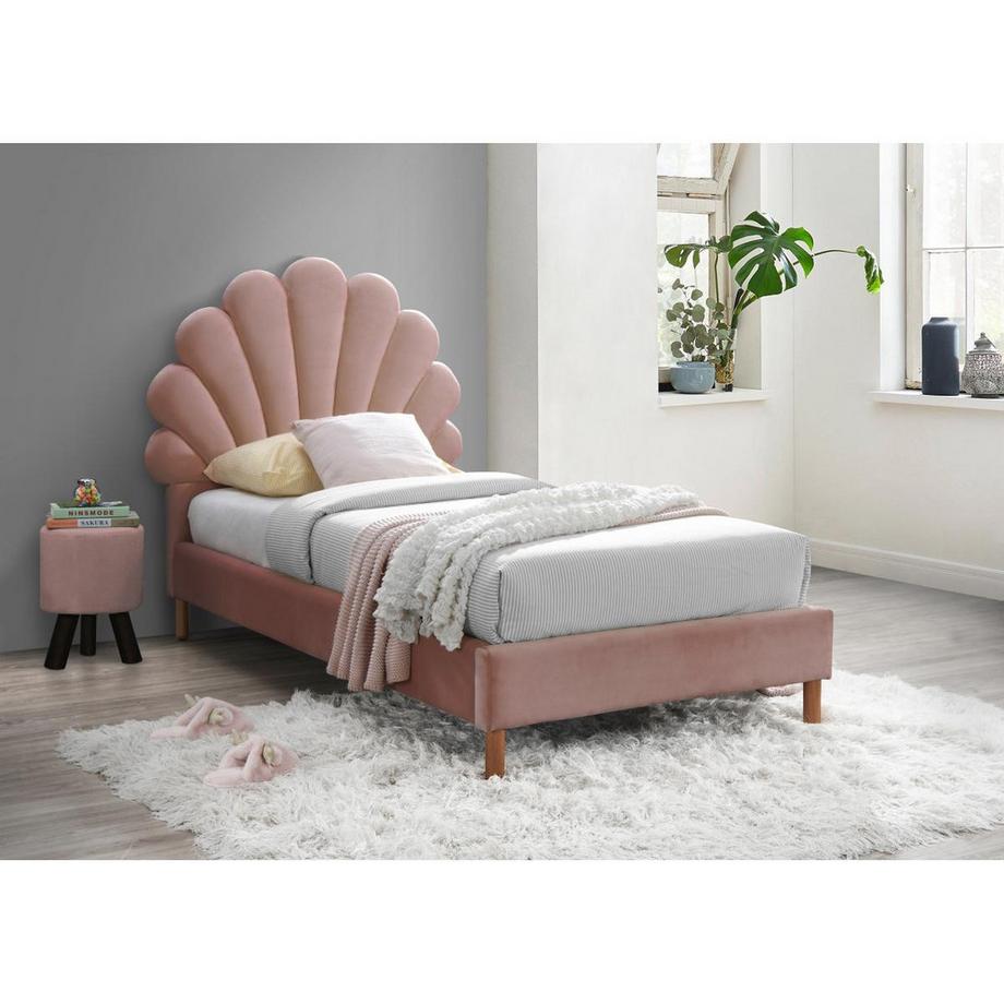 Vente-unique Lit coquillage MOANA Velours Rose  