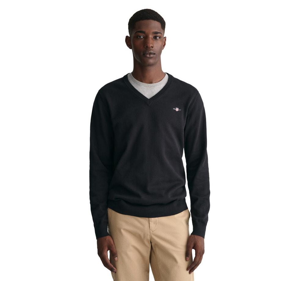 GANT Classic Cotton V-Neck Pull en Tricot  