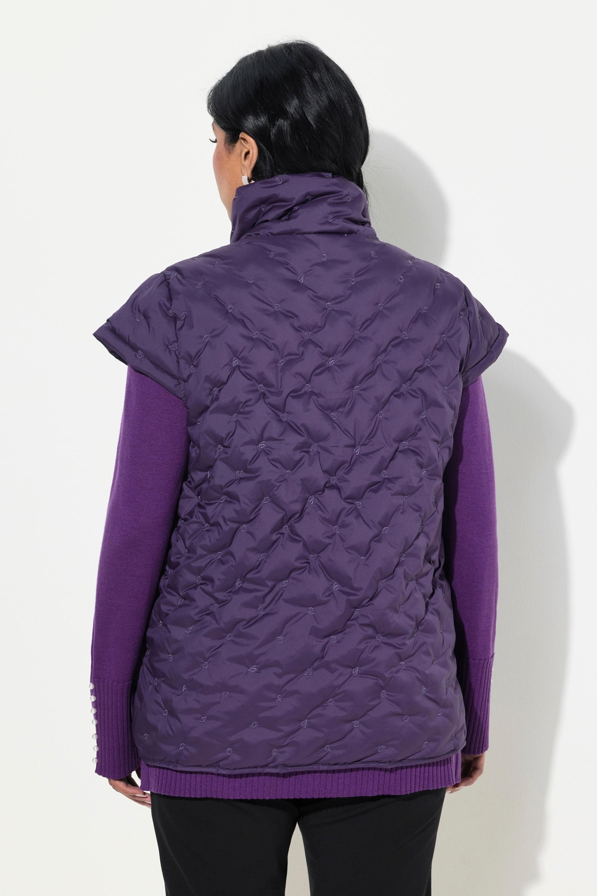 Ulla Popken Steppweste Stehkragen Cupärmel Seiten-Druckknöpfe  