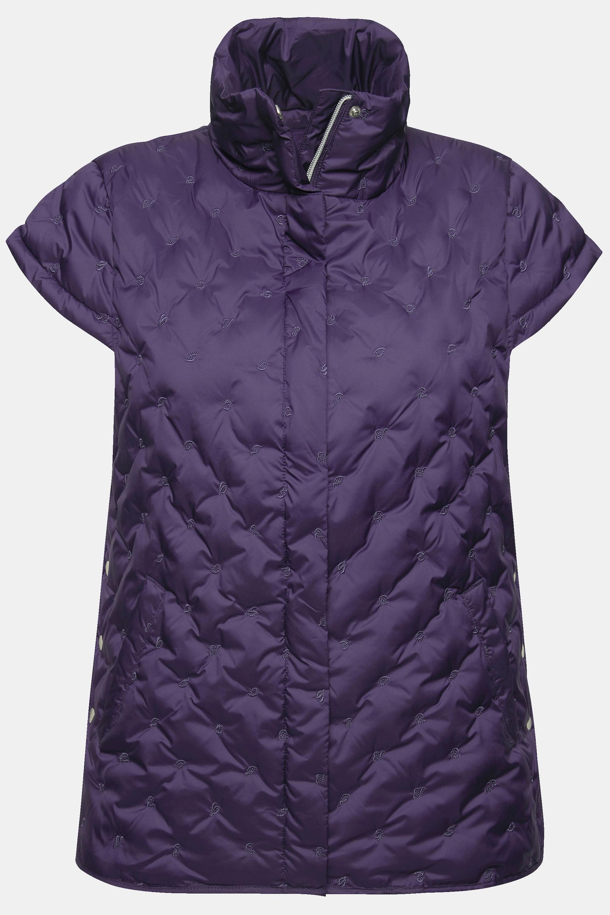 Ulla Popken Steppweste Stehkragen Cupärmel Seiten-Druckknöpfe  