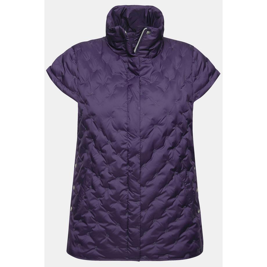 Ulla Popken Gilet Trapuntato Collo Alto Manichette Ad Aletta Bottoni Automatici Laterali  