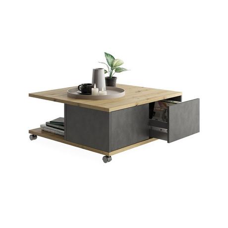 Calicosy Table Basse sur Roulettes 2 Tiroirs 2 Niches L70 cm - Twin  