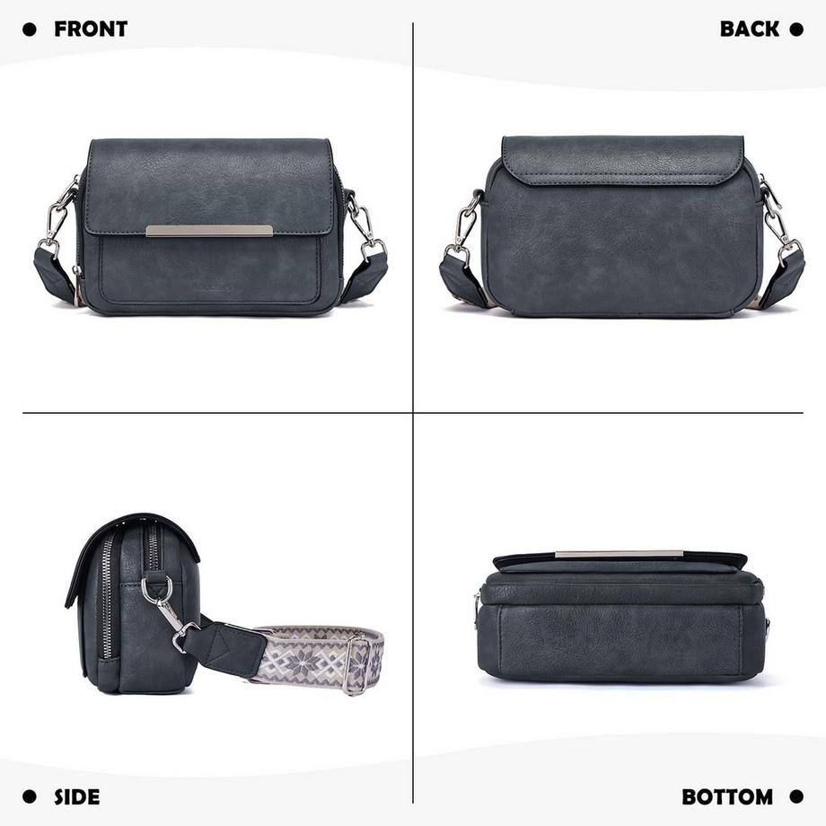 Only-bags.store Vegane Leder Crossbody Bag mit verstellbarem abnehmbarem breitem Riemen  