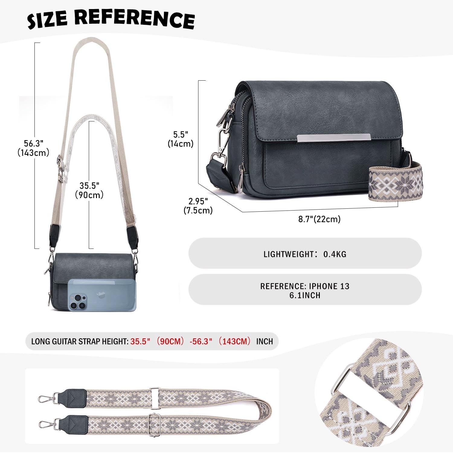 Only-bags.store Vegane Leder Crossbody Bag mit verstellbarem abnehmbarem breitem Riemen  