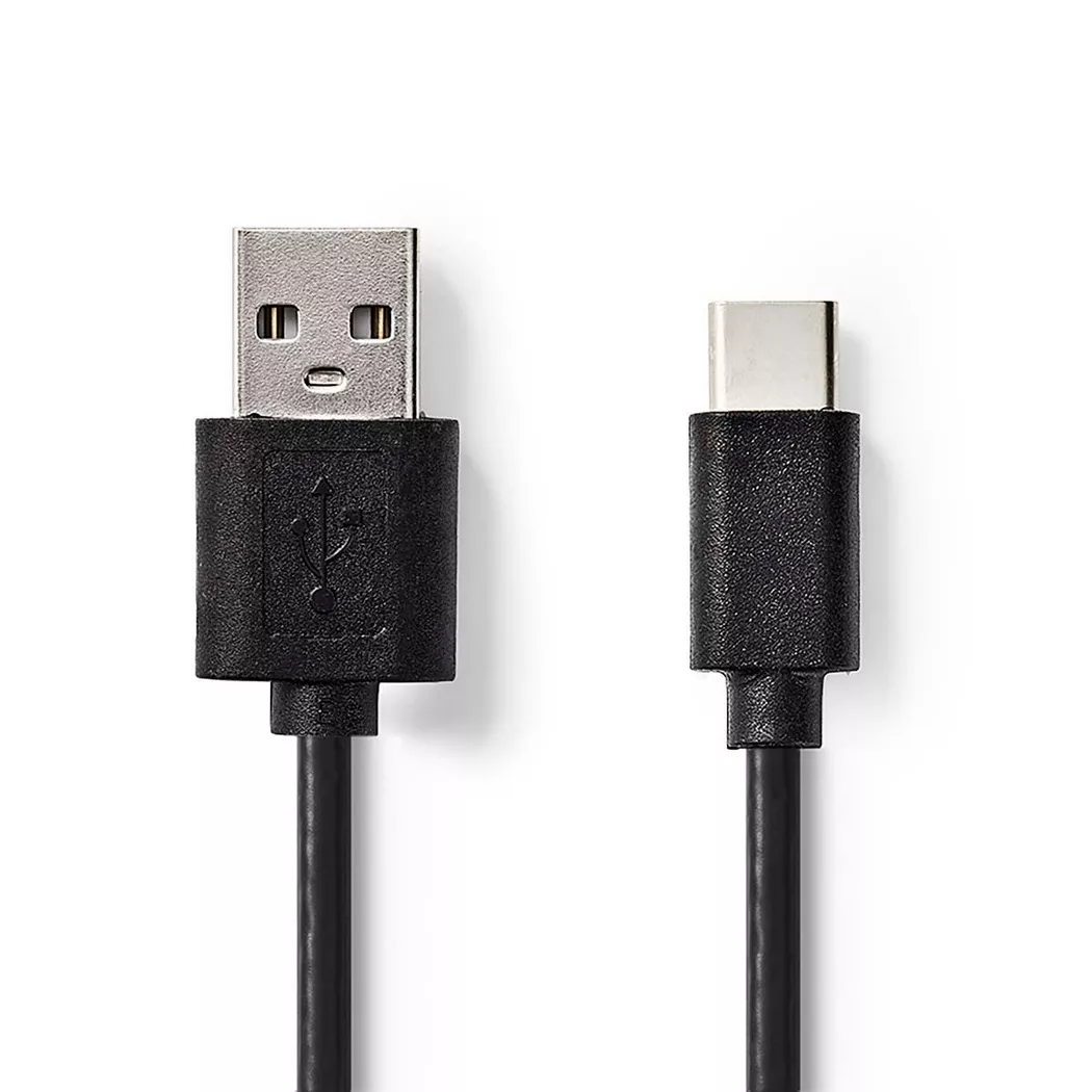 Nedis – USB-Kabel | USB 2.0 USB-A Stecker USB-C™ 2,5 W 480 Mbps Vernickelt 1,00 m Rund PVC Schwarz Etikett, One Size