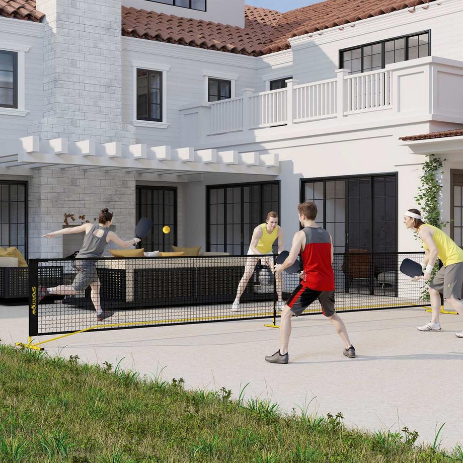 Northio  Pickleball-Netz tragebar, 6,7 m mit Tragetasche, Metallrahmen für Indoor Outdoor Gelb Aosom 