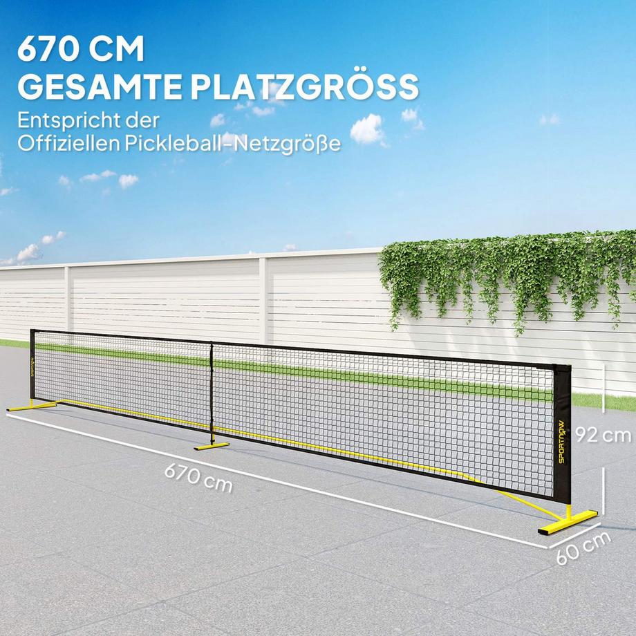 Northio  Pickleball-Netz tragebar, 6,7 m mit Tragetasche, Metallrahmen für Indoor Outdoor Gelb Aosom 