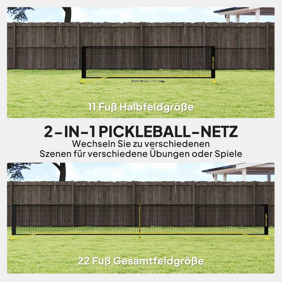 Northio  Pickleball-Netz tragebar, 6,7 m mit Tragetasche, Metallrahmen für Indoor Outdoor Gelb Aosom 