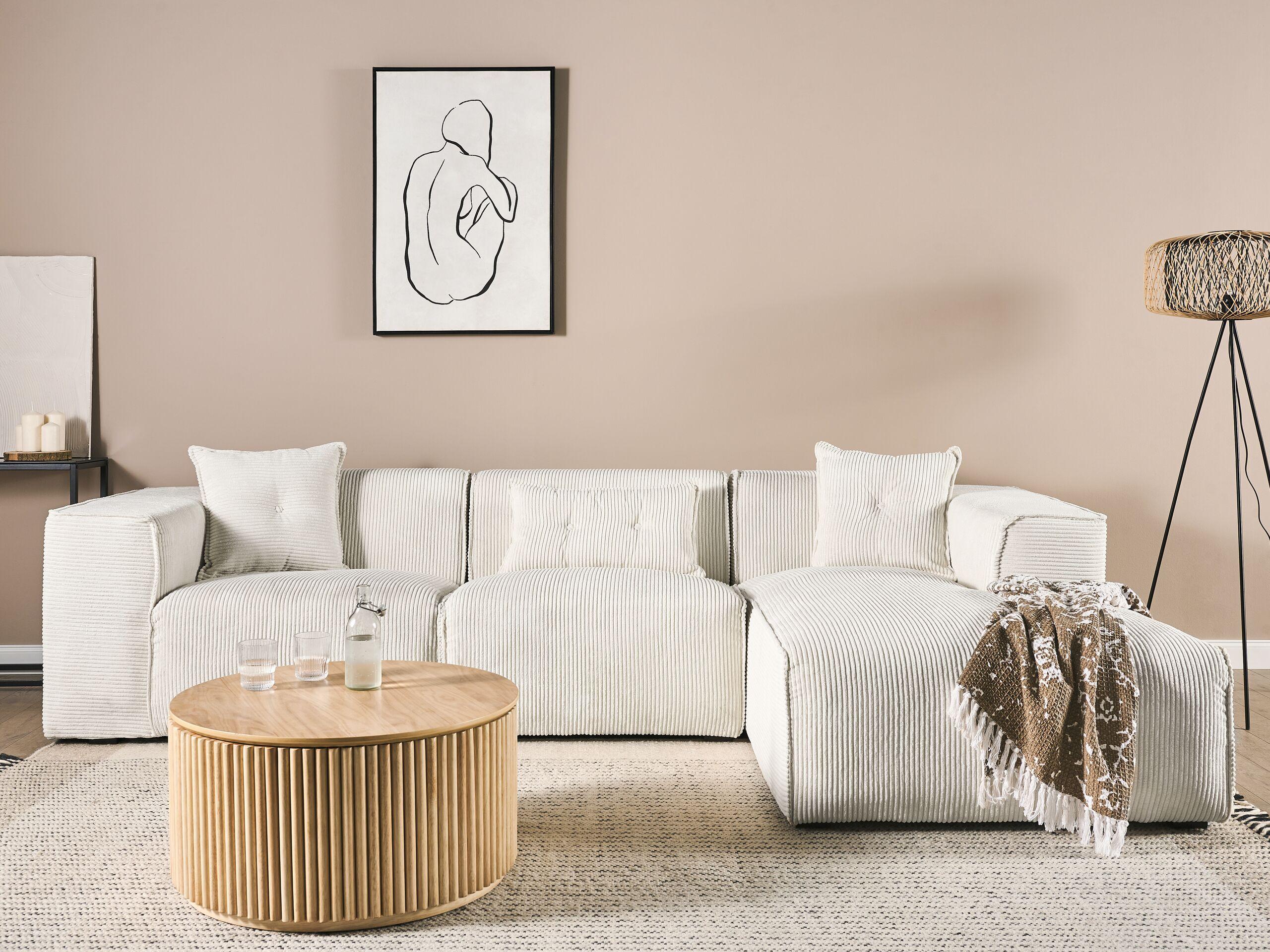 Beliani Ecksofa aus Cord Modern DOLVA  