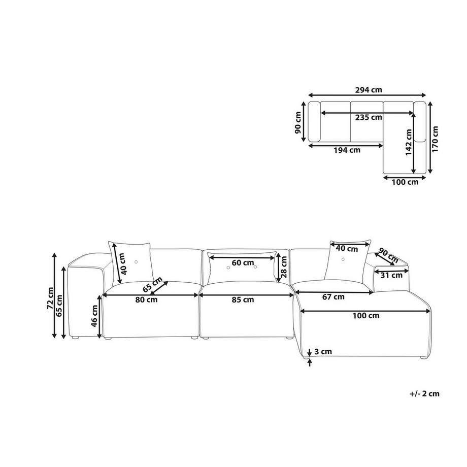 Beliani Canapé d'angle en Velours côtelé Scandinave DOLVA  