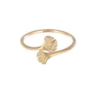 Elli  Ring Offen Verstellbar Ginkgo Blatt Natur 375 Gelbgold 