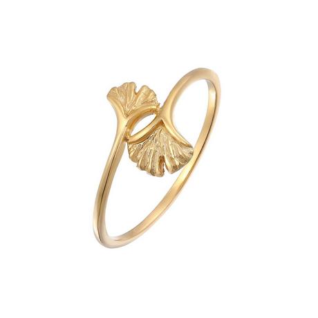 Elli  Bague Femmes Ginkgo Feuille Nature Ouvert Réglable En Or Jaune 375 