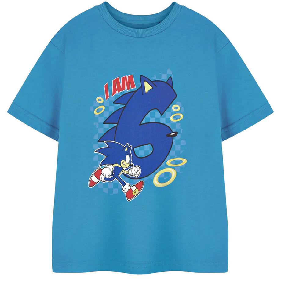 Sonic The Hedgehog  I Am 6 TShirt  Geburtstag kurzärmlig 