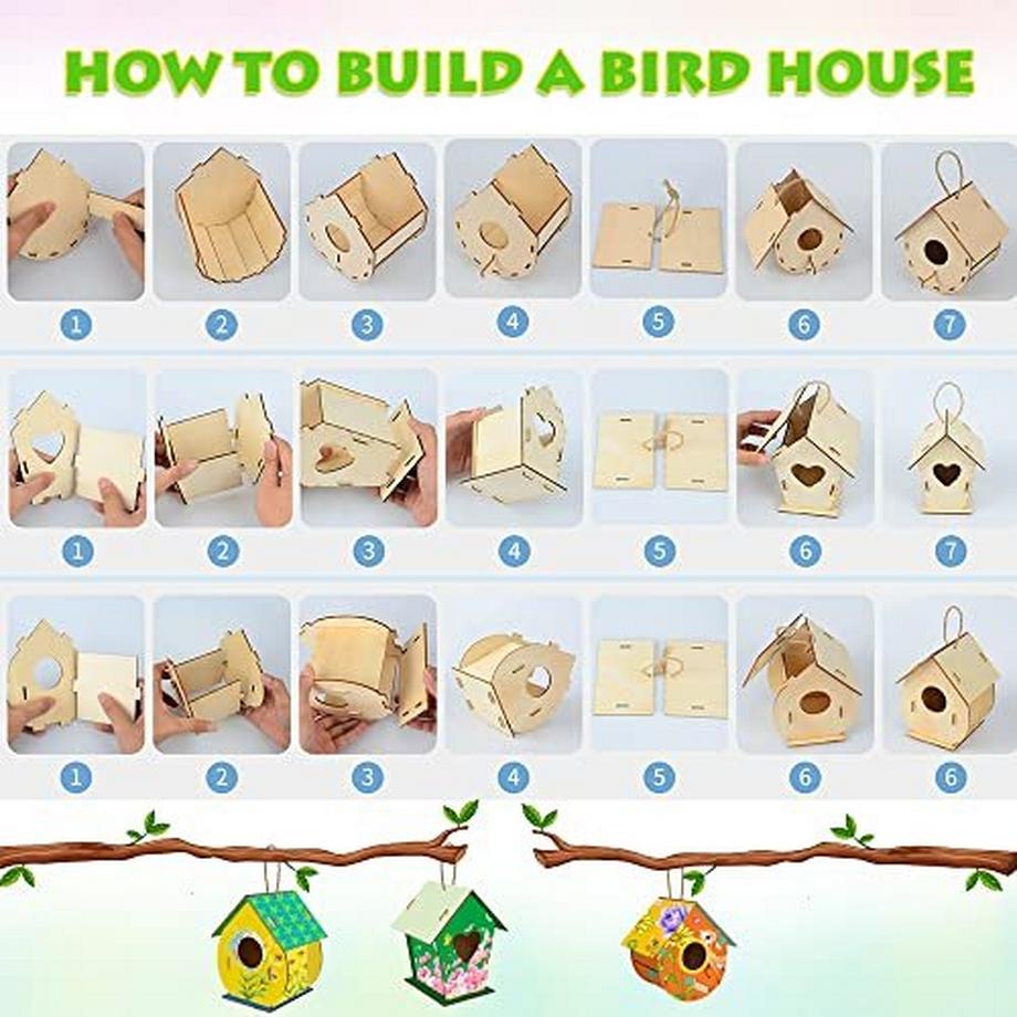 Activity-board  Vogelhaus Bausatz Kinder, Vogelhaus Basteln Kinder mit 3 Vogelhaus Selber Bemalen 