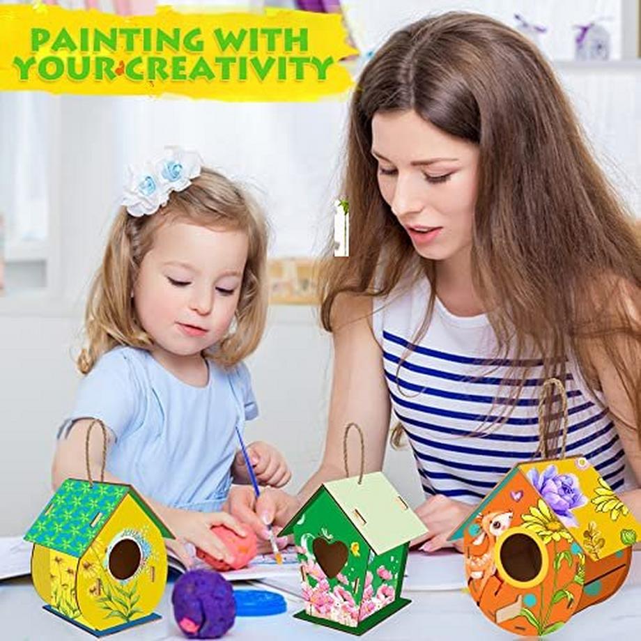 Activity-board  Vogelhaus Bausatz Kinder, Vogelhaus Basteln Kinder mit 3 Vogelhaus Selber Bemalen 