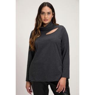 Ulla Popken  Shirt, Cut-Out, Classic, Stehkragen, Langarm 