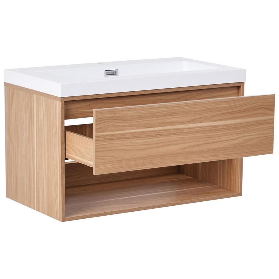 Beliani Wandmontierter Waschtischunterschrank mit Waschbecken aus MDF-Platte Modern BERBICE  