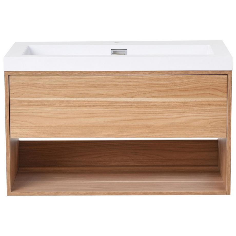 Beliani Wandmontierter Waschtischunterschrank mit Waschbecken aus MDF-Platte Modern BERBICE  