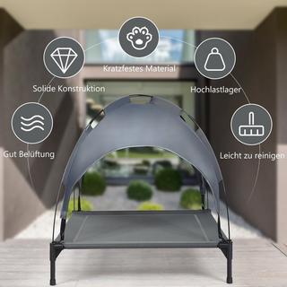 B2X  Letto per cani rialzato con baldacchino rimovibile Letto per animali domestici 90 x 81 x 86 cm Grigio 